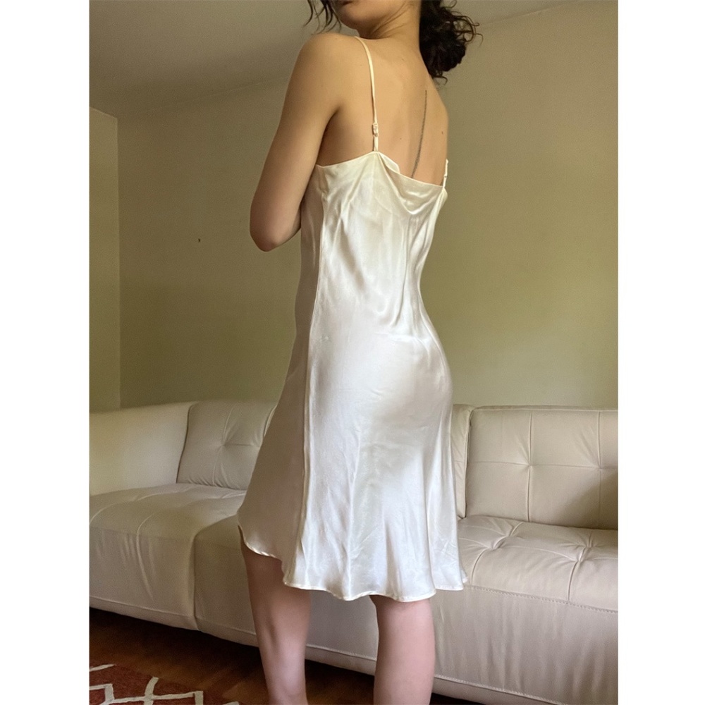100% Silk Vintage Satin Slip Dress - Size M